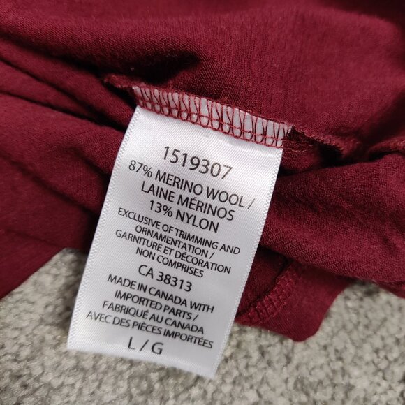 True North Men's Sweater Size L Red Merino Wool Casual Basic Winter Fall Comfy - Picture 4 of 7